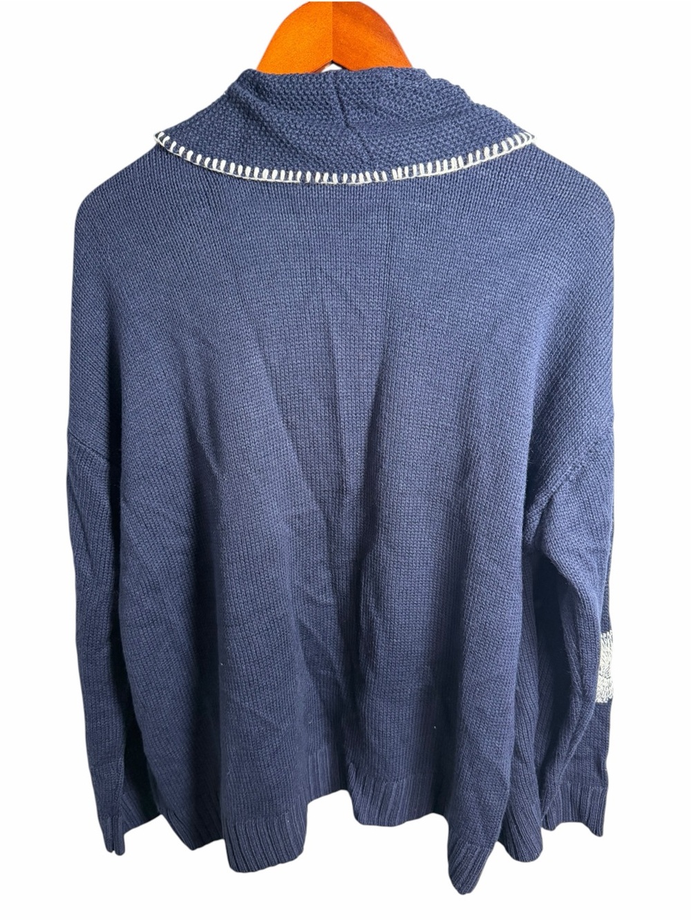 Lane Bryant Navy Open-Front Cardigan with Cream Floral Knit 18/20 New - Picture 3 of 9
